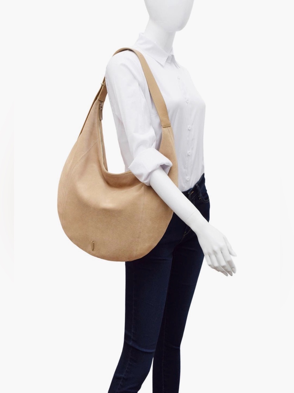 Thacker Oversized Wyatt Suede Hobo Shoulder Bag in Beige Nutmeg NWT - Picture 7 of 7